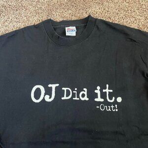 Funny OJ Simpson Graphic T-Shirt Hanes Beefy Black XXL 90s Vintage Humor Tee